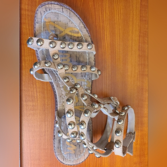 Sam Edelman Eavan Studded Gladiator Leather Sandal Natural Sand Sz 8.5 ON TREND - Picture 8 of 9